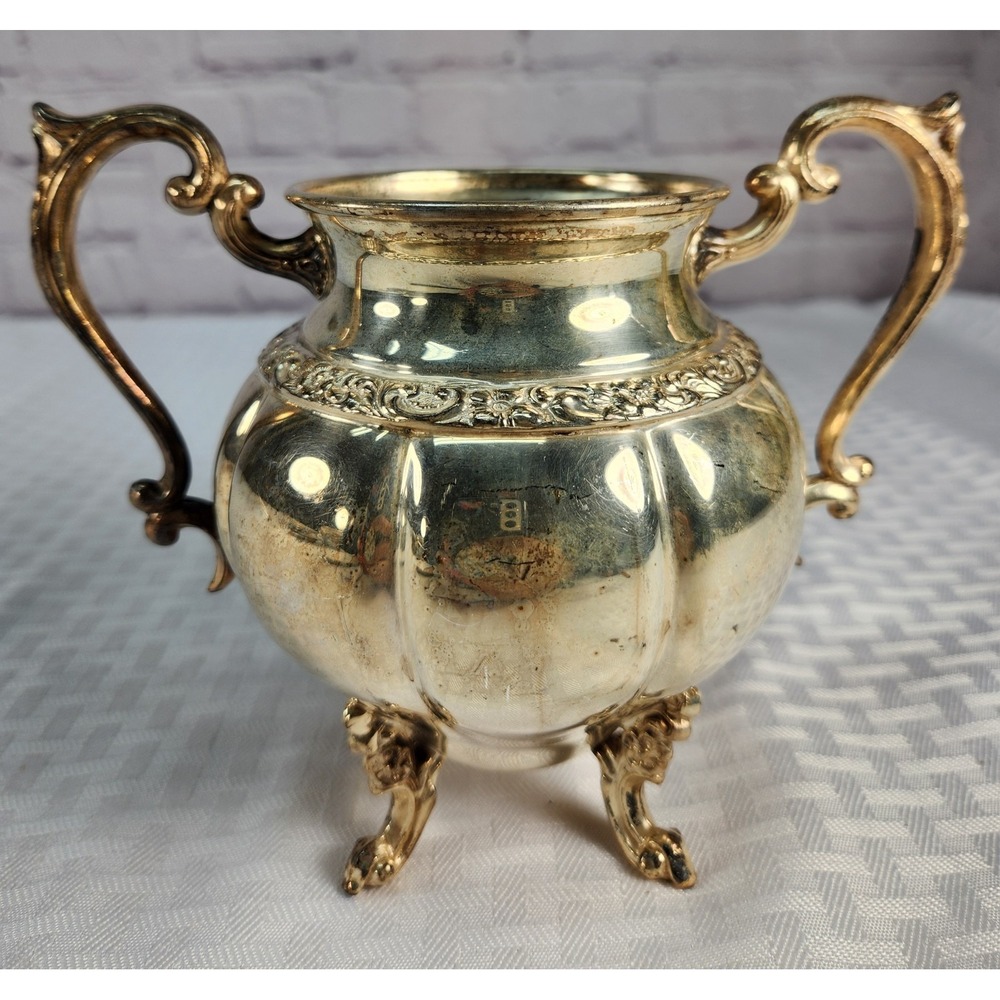 Vintage Sheridan Silver On Copper Sugar Bowl By The Sheridan Silver Company 1946